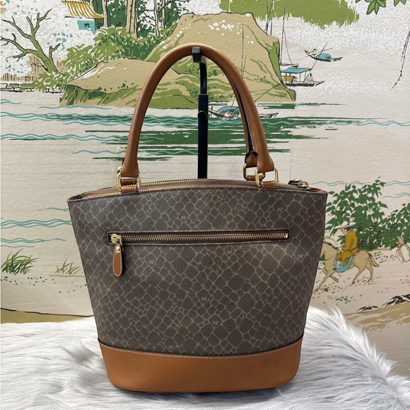 NINA RICCI Vintage Brown and Tan Monogram Tote - Picture 6 of 9